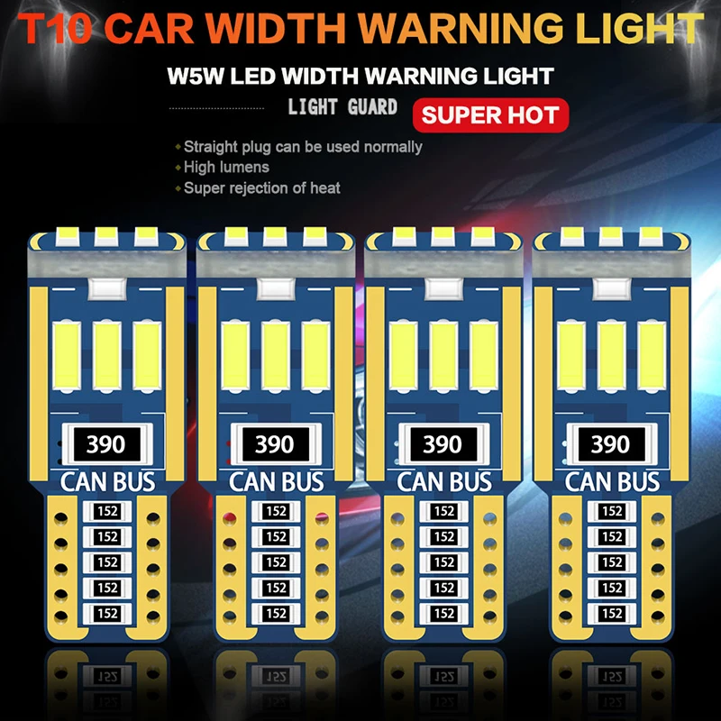 10pc T10 Led Canbus W5W Led Bulb Car Interior Light 9led 4014smd 194 168 No Error Reading Dome Light Instrument Plate Lamp 6000K
