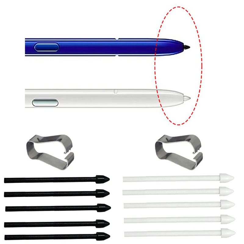 Touch Screen Stylus Pen Replacement Tip Nib For Samsung Galaxy Note 10 / 10+ / 20 / 20 Ultra S Pen Spare Nibs With Metal Clip