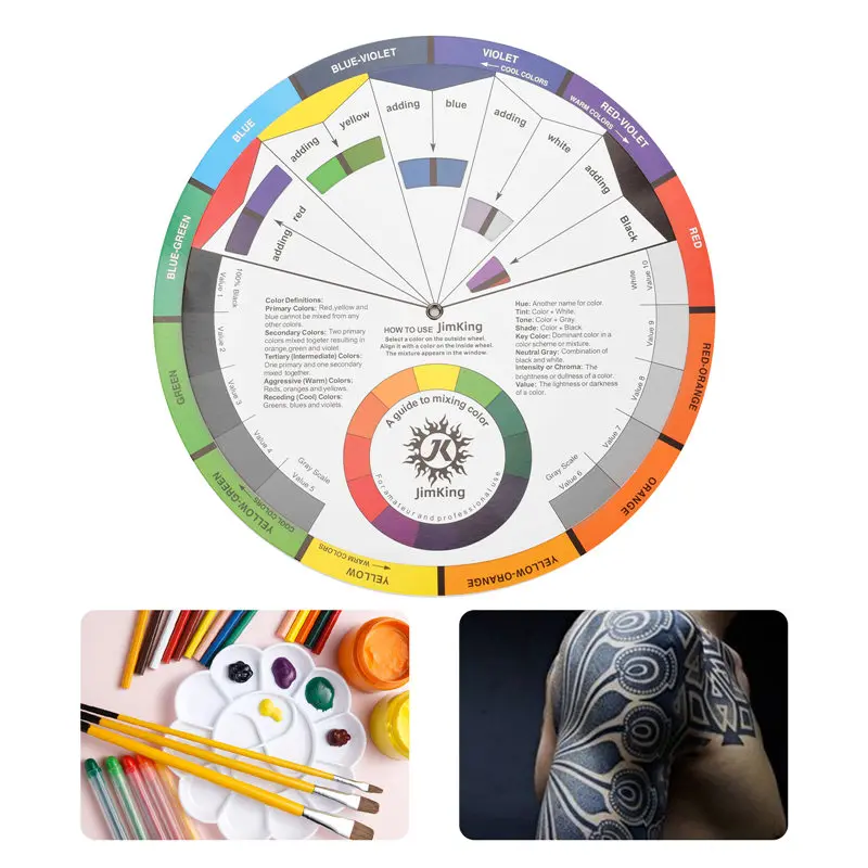 Pocket Color Wheel Paint Mixing Learning Guide Art Class Teaching Tool for Makeup Blending Board Chart Color Mixed Guide Mix