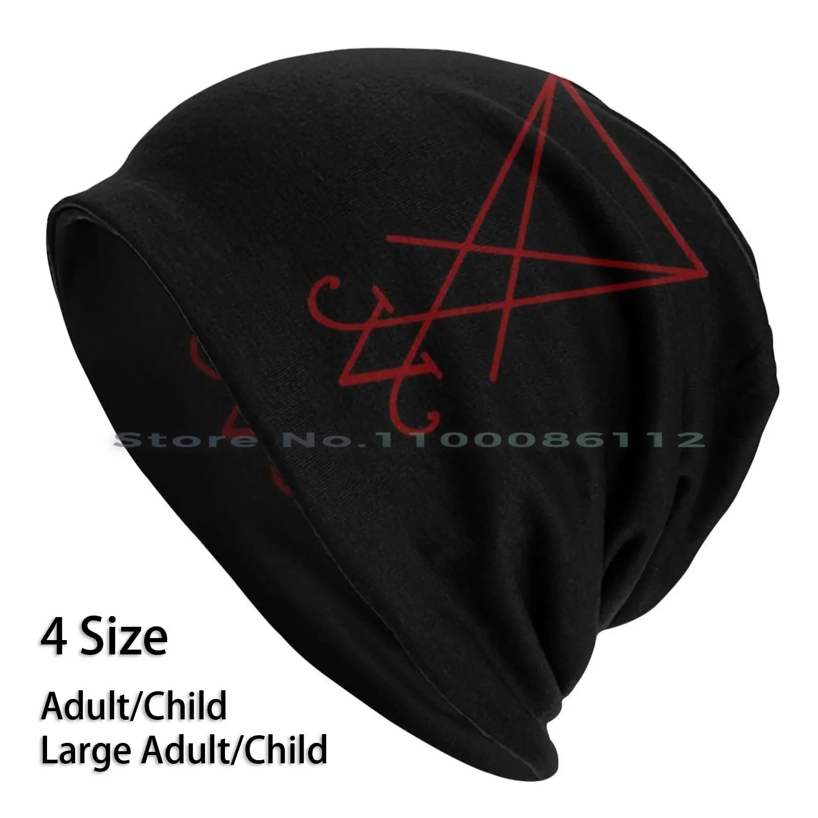 Lucifer Sigil Beanies Knit Hat Devil Satanic Gothic Black Magic Pentagram Dark Sigil Of Lucifer Alchemy Hell Satanist Symbol