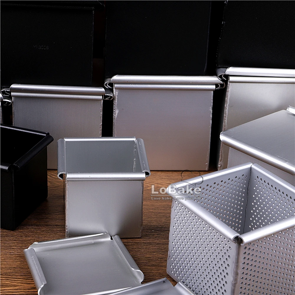 6 7 7.5 8 9 10cm Square Cube Smooth Nonstick Leaky Anodizing Aluminium Bread Box Mold with Lid Cake Toast Maker DIY Bakeware