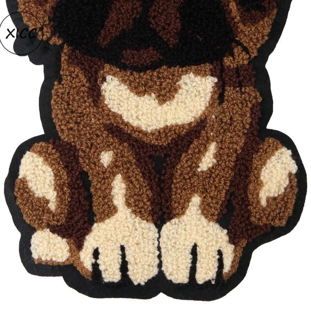 T-N Big Size Cartoon Hapy Dog Towel Rope Embroidery Chenille Patches Jacquard Handmade Appliques Things For Clothes Bags Sticker