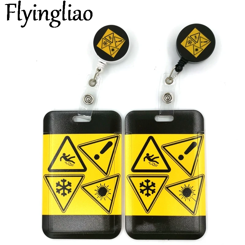 Caution Sign Cartoon Retractable Badge Reel Lanyard Nurse ID Business Credit Card Work Card Badge Holder Office Student Clips