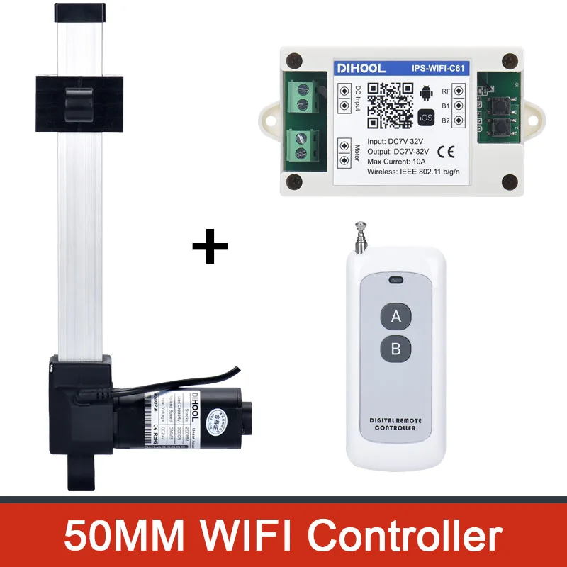 Imagem -04 - Atuador Linear Elétrico Dc12v 24v 660lb do Curso de Dhla3000p 50 mm com Controlador de Wifi Mini dc Motor Telescópico Ultra Baixo Nível de Ruído