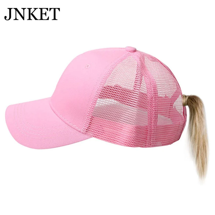 JNKET Fashion Ponytail Baseball Cap Women Sunhat Mesh Cap Baseball Hat Snapbacks Hats Outdoor Sports Summer Hat Ponytail Hat