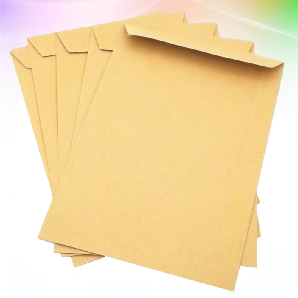 50pcs Kraft Paper Envelope Blank Classic Plain Color Envelopes for Office School Business Letter Storage Envelope (229x162mm)