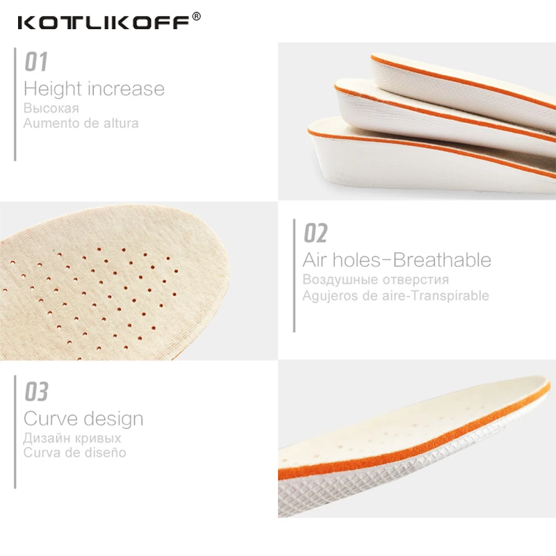1.5/2.5/3.5cm Height Increase Insole For Shoes Women Man Height Increasing Shoes Pad Inserts Care Foot Pads Comfortable Soles