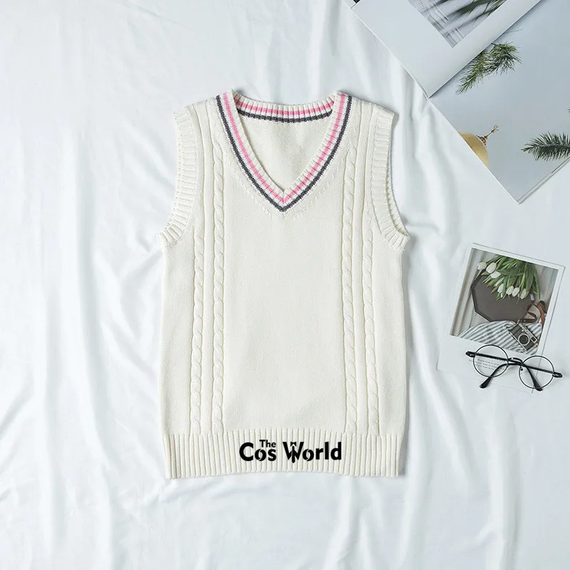 6 Colors S-XXL Spring Autumn Sleeveless Knit Vests Pullovers V Neck Sweaters For JK School Uniform Student Clothes