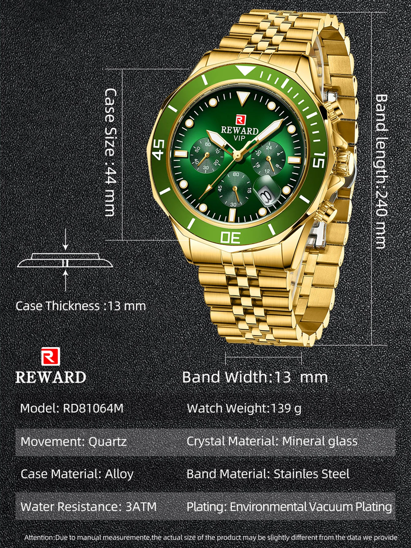 REWARD Fashion Mens Watches for Men Sport Wristwatch Waterproof Luminous Chronograph Wrist Watch