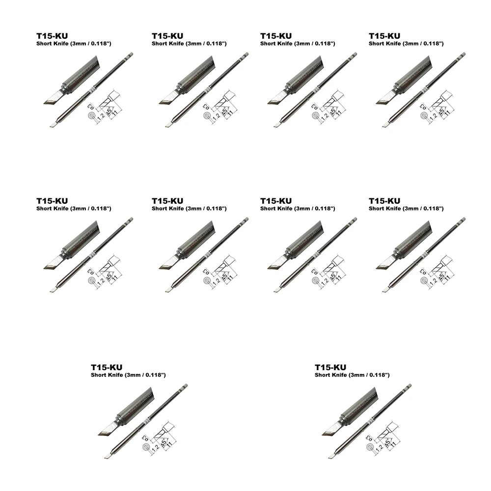 Puntas de soldadura de repuesto para HAKKO, T15-KU, FM-203, FM-204, FM-206, FX-951, FX-950, FX-952, FX-9501, FM-2028, 10 FM-2027