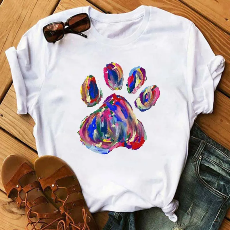 Peace Love Dogs Printed Women T Shirt Fashion Vintage Graphic Printing Tshirt Funny T-shirt Harajuku Summer Tee Shirt Femme Tops