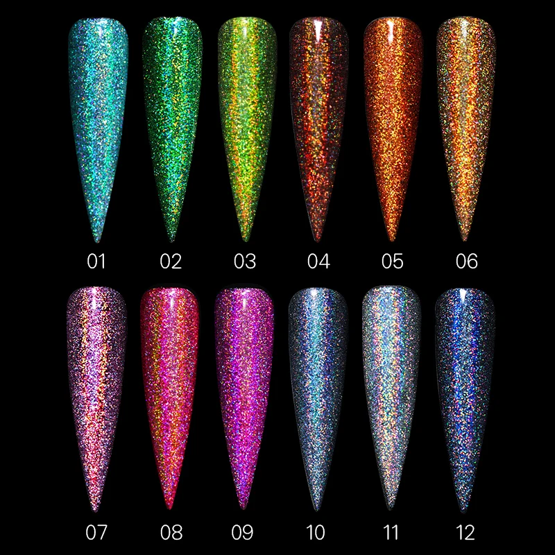 1 Box Gradient Shiny Nail Glitter Set Powder Sparkly Manicures Nail Art Chrome Pigment Dust Silver DIY Nail Art Decoration Kit