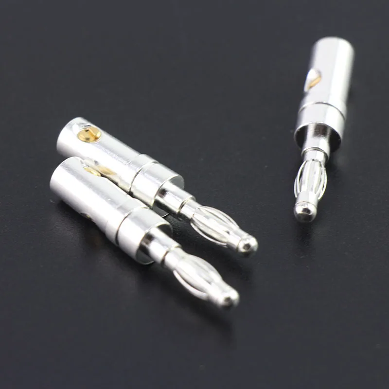 High quality pure copper silver plated banana head speaker cable plug speaker cable connector