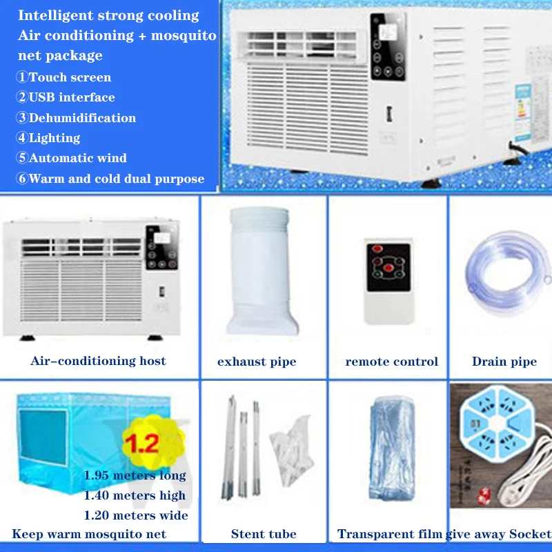 HHR-8 Draagbare Mobiele Airconditioner 220V/110V Koud/Hot Dual-Gebruik Smart Stille Airconditioner met Afstandsbediening