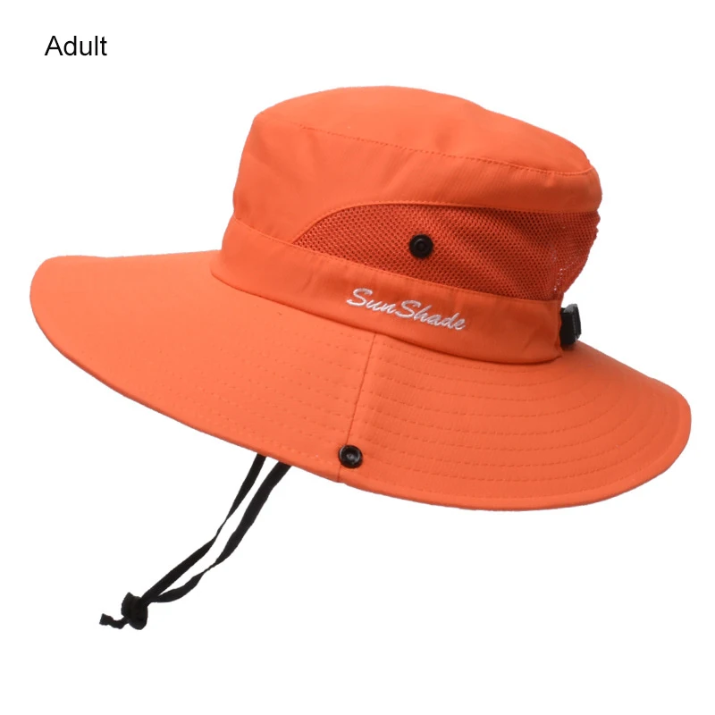 Women's Summer Sun Bucket Hats Ponytail UV Protection Safari Hiking Wide Brim Beach Foldable Mesh Fishing Cap Large Wide Brim