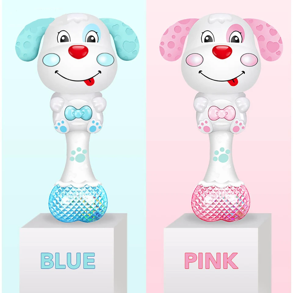 Musical Flashing Baby Teether Rattle Toys Rabbit Hand Bell Mobile Infant Pacifier Weep Tear Newborn Early Educational Toys Gifts