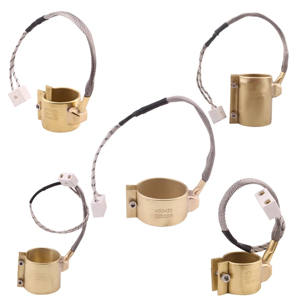 Нагревательный элемент AIICIOO Brass Band Heater 220В для экструдера, литье под давлением, 40X40, 42X35, 42X40, 42X50, 42X60, электрическое нагревательное кольцо