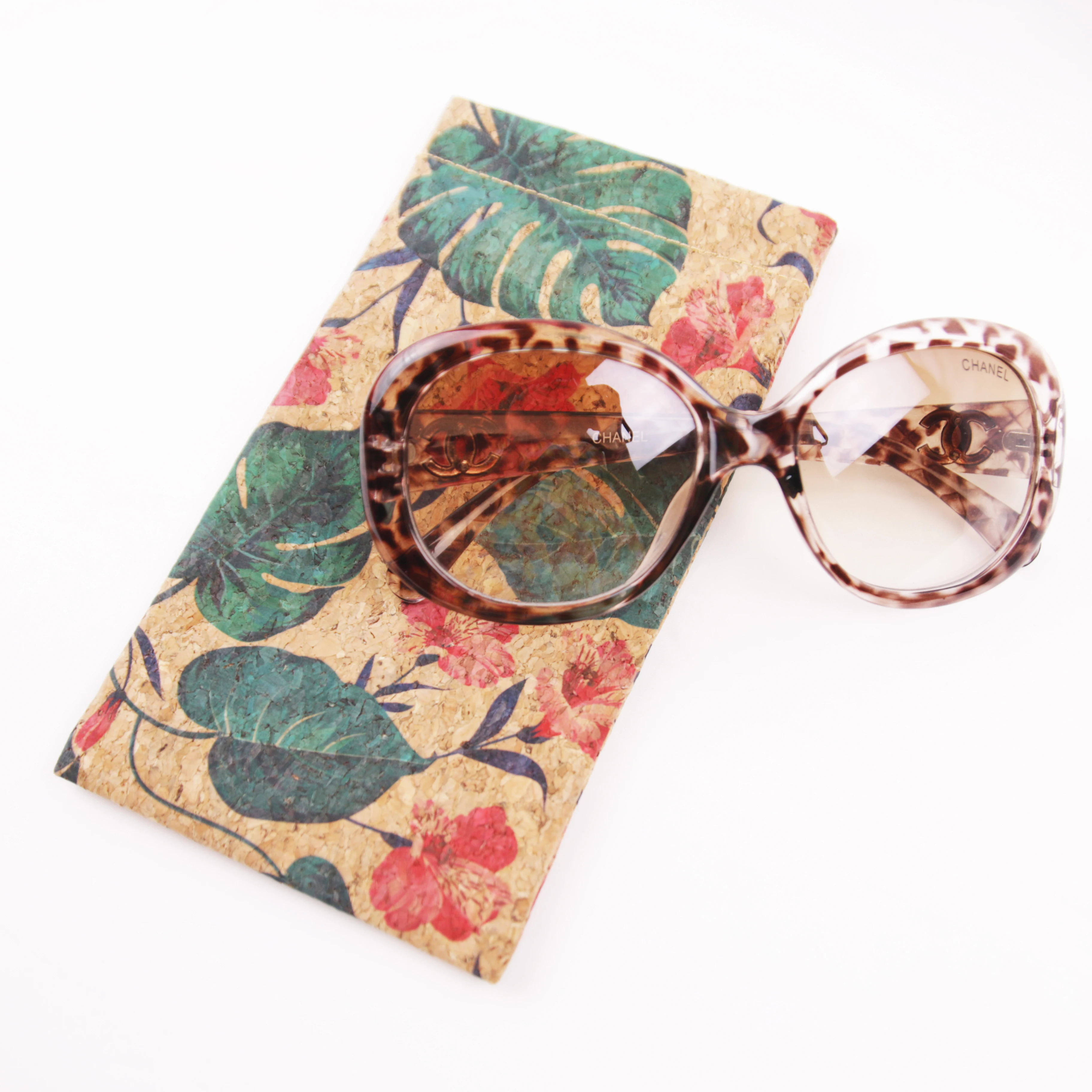 Natural Cork Spectacle Case Wooden Eyewear Holder Vegan Sunglasses Bags Leaf Animal Printing