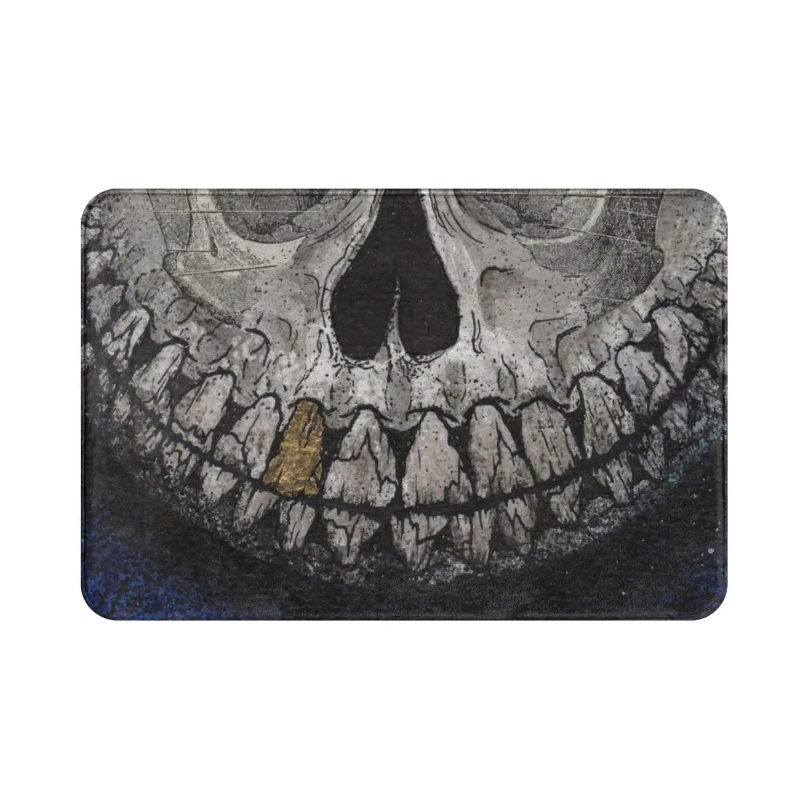 Cranial Carpet Mat Rug Cushion Soft Non-Slip Skull Moon Planet Space Ink Smile Grin Collage