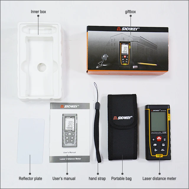 SNDWAY Laser Rangefinder Hunting Rangefinder Digital Mini Range finder Laser Tape Distance Ruler Sensor 50M 100M Distance Meter