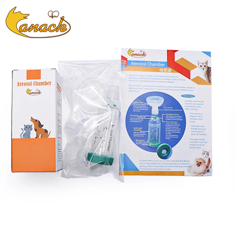 Veterinary Spacer Chamber Home Use Pet Aerosol Chamber With Soft Silicone Masks High Quality