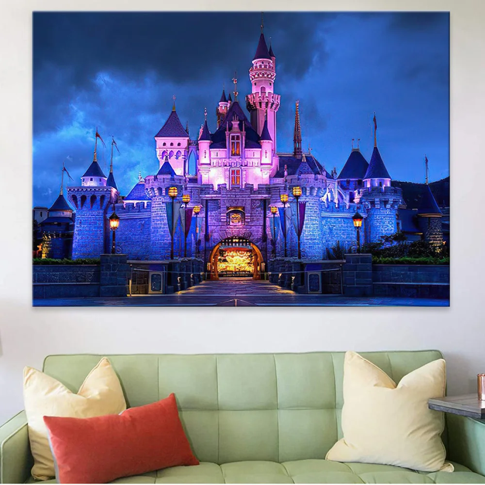 

Disney Dream Castle Poster And Painting Disney Canvas Print On Wall Art Picture For Living Room Home Decor Frameless