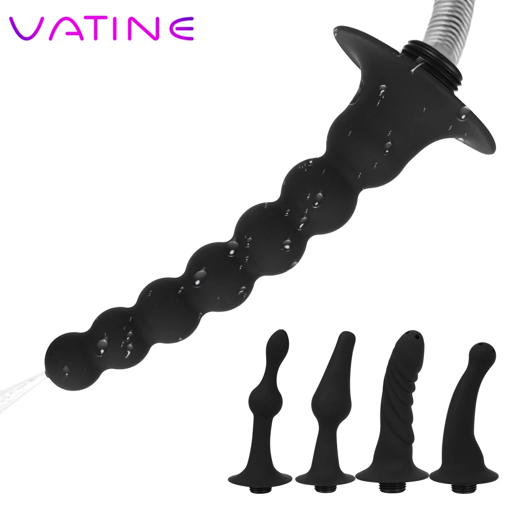 VATINE Anal Syringe Colonic Douche Nozzle Vagina Wash Vaginal Cleansing Shower Head Silicone Anal Enema Cleaner