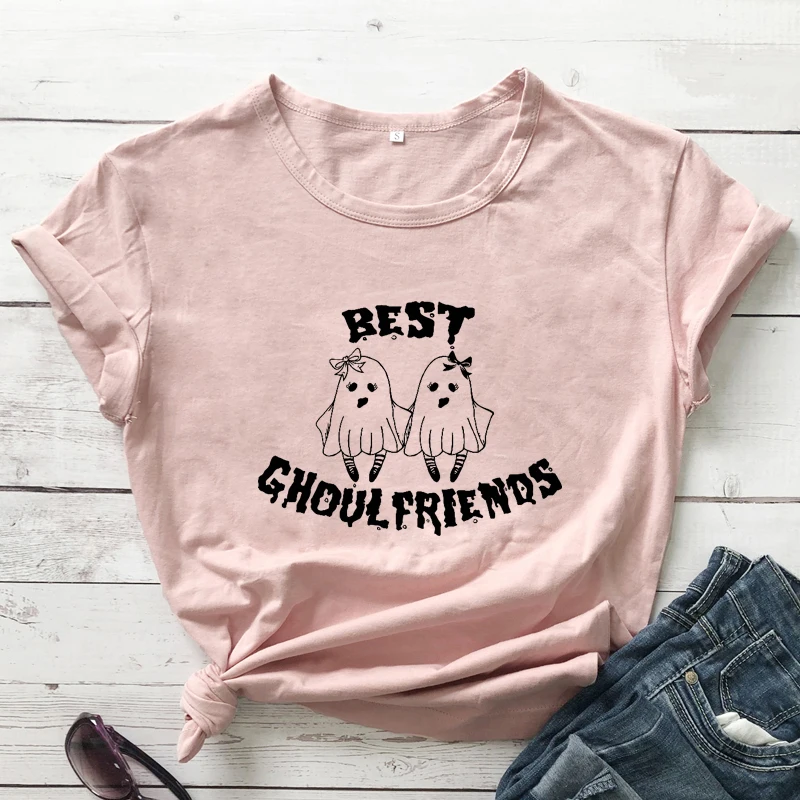 Women Graphic Friendship Gift Tshirt Camiseta Ghost Best Friends T-shirt Funny Autumn Halloween Party Top Tee Shirt Cute