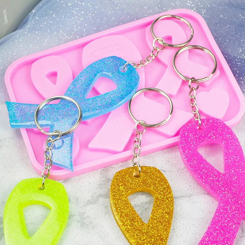 

DIY Crystal Silicone Mold Bow Key Chain Pendant Mirror Epoxy Resin Mold Jewelry Making Accessories Hanging Craft Silicone Mold