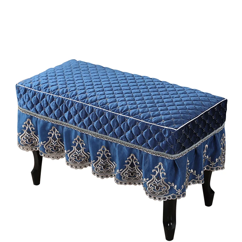 European thicken quilted cotton velvet piano bench cover lace makeup stool cover seat mat cover