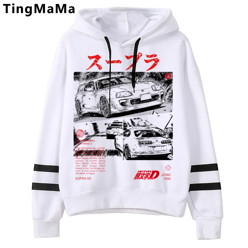 New Japanese Anime Initial D Hoodies Men Kawaii Cartoon Harajuku Winter Warm Unisex Tops Streetwear Fashion Sweatshirts Male