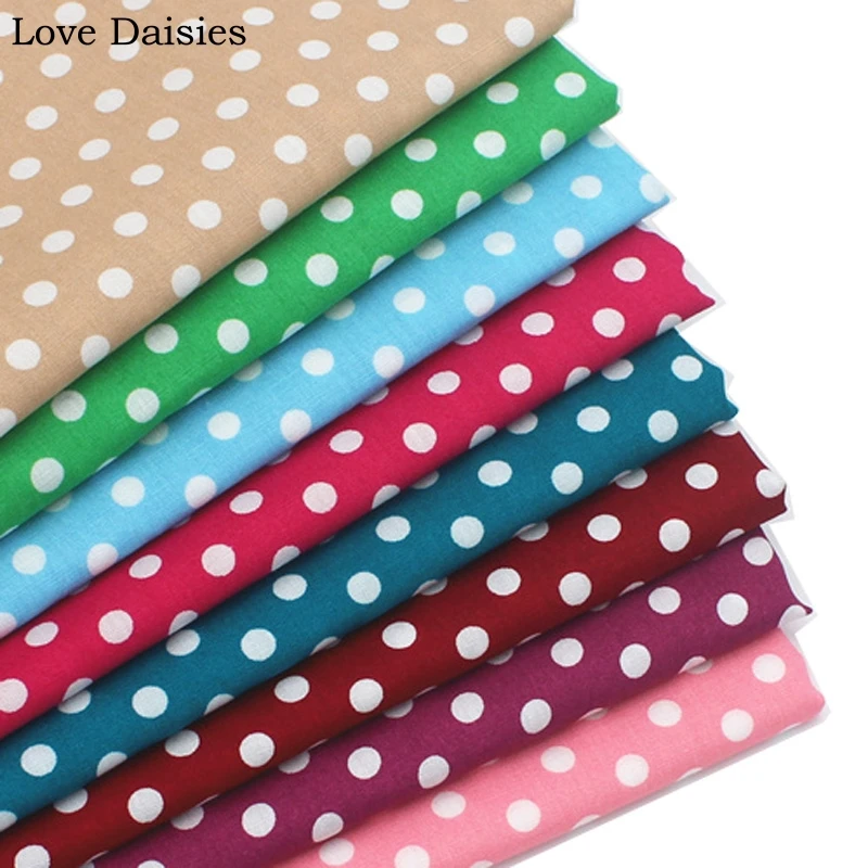 RED ORANGE PINK CAMEL YELLOW BLUE GREEN PURPLE 3.5mm 2mm 5mm Polka Dot Poplin 100% Cotton Fabric for Summer Dress Shirt Quilt