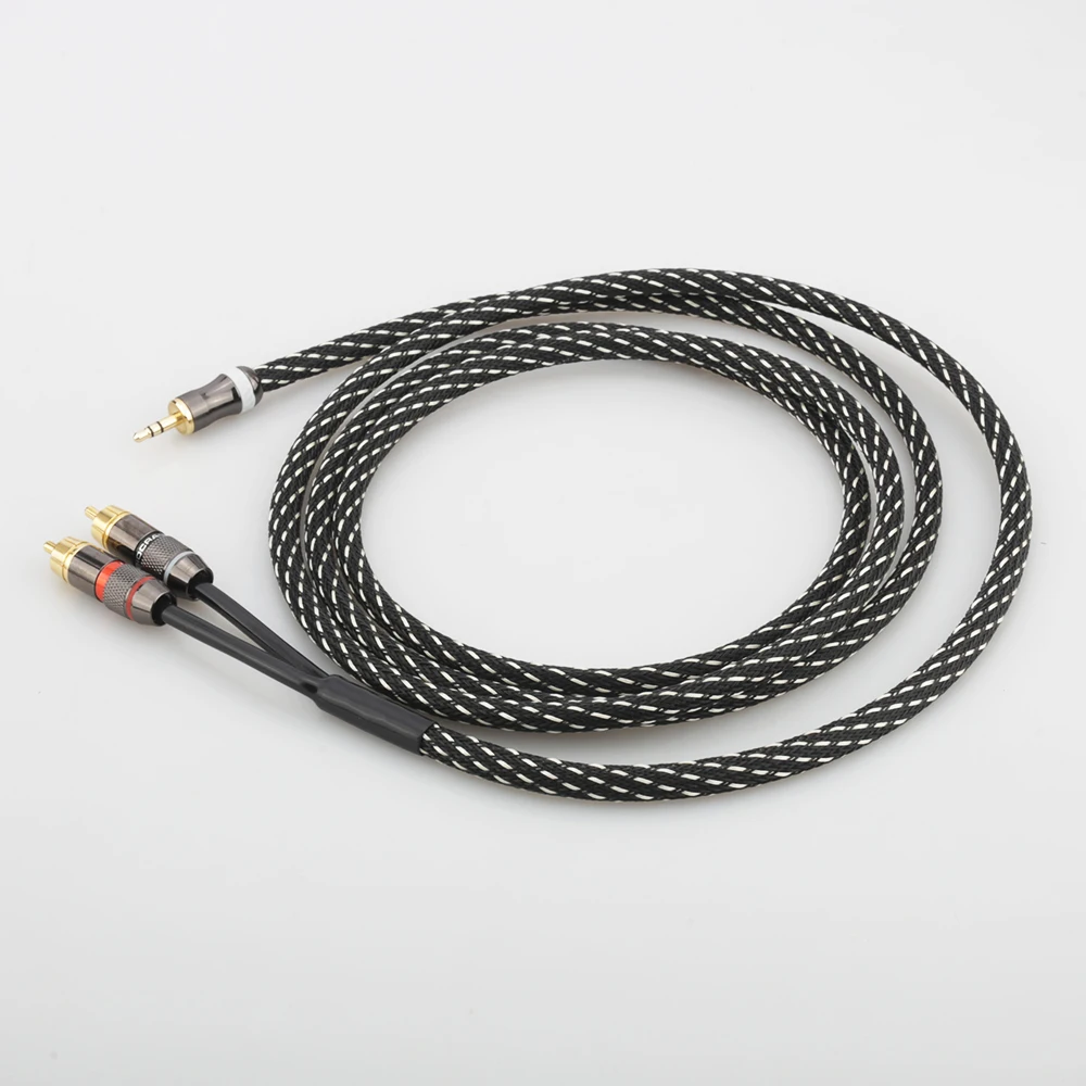 Audiocrast 3.5mm to RCA Cable 2-Male RCA to AUX Cable 99.99% 4N-OFC 1/8 to RCA Stereo Cable Audiophiles Headphone RCA Cable