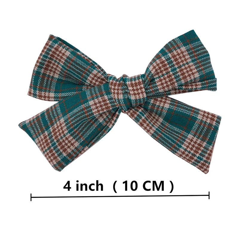 Vintage 2 Stuks Plaid 4 Inch Katoenen Stof Haarstrik Clips Haarspeldjes Kids Baby Meisjes Haarstrikken Accessoires Haargrepen Hoofddeksels