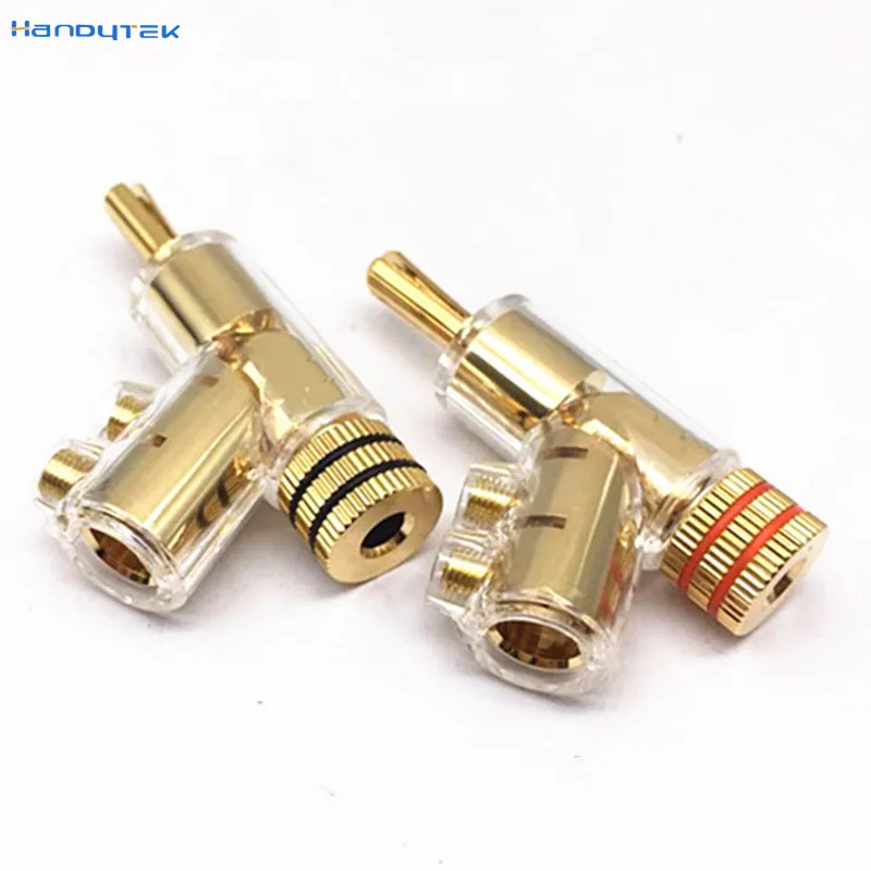 Conector auto-travamento banhado a ouro, conector de plugue tipo y para amplificador de áudio hifi, de cobre puro