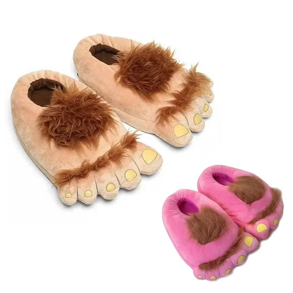 Furry Adventure Slippers Warm Winter Hobbit Feet Indoor Shoes for Adults Kids Bedroom Shoes