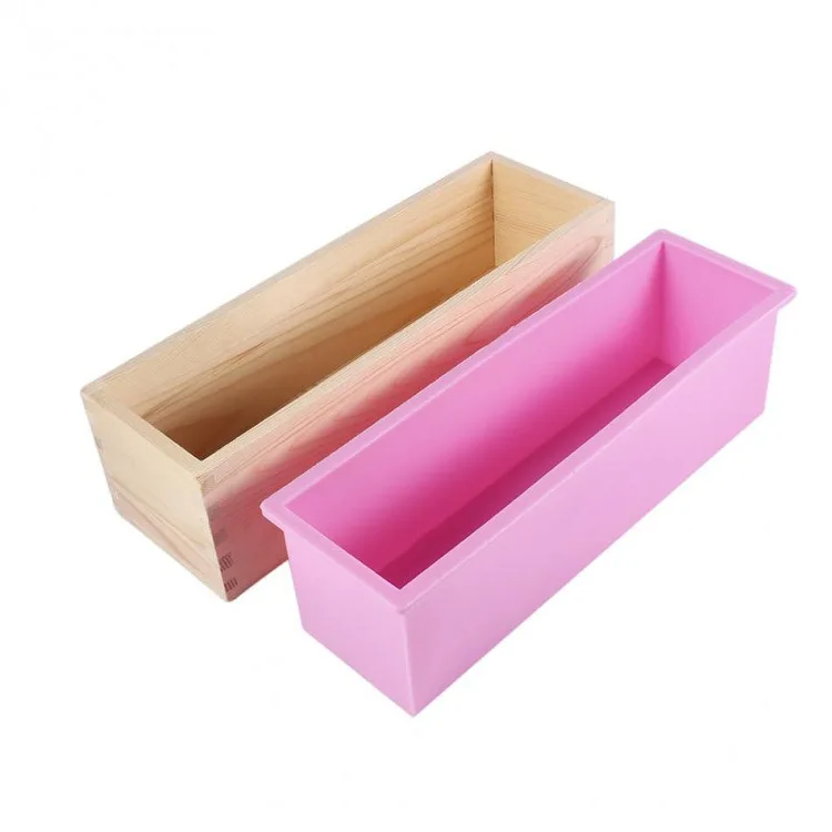 1200g Rectangle Bloom Soap Molds Wooden Box With Lid Large Capacity Silicone Loaf Mould Soap Craft Making Handicrafts Soap Hand