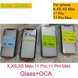 10Pcs/Lot For iphone 15 Pro X XS Max Touch Screen Panel Front Outer Glass With OCA For iphone 14 Plus 12 Pro Max Touch Panel OCA