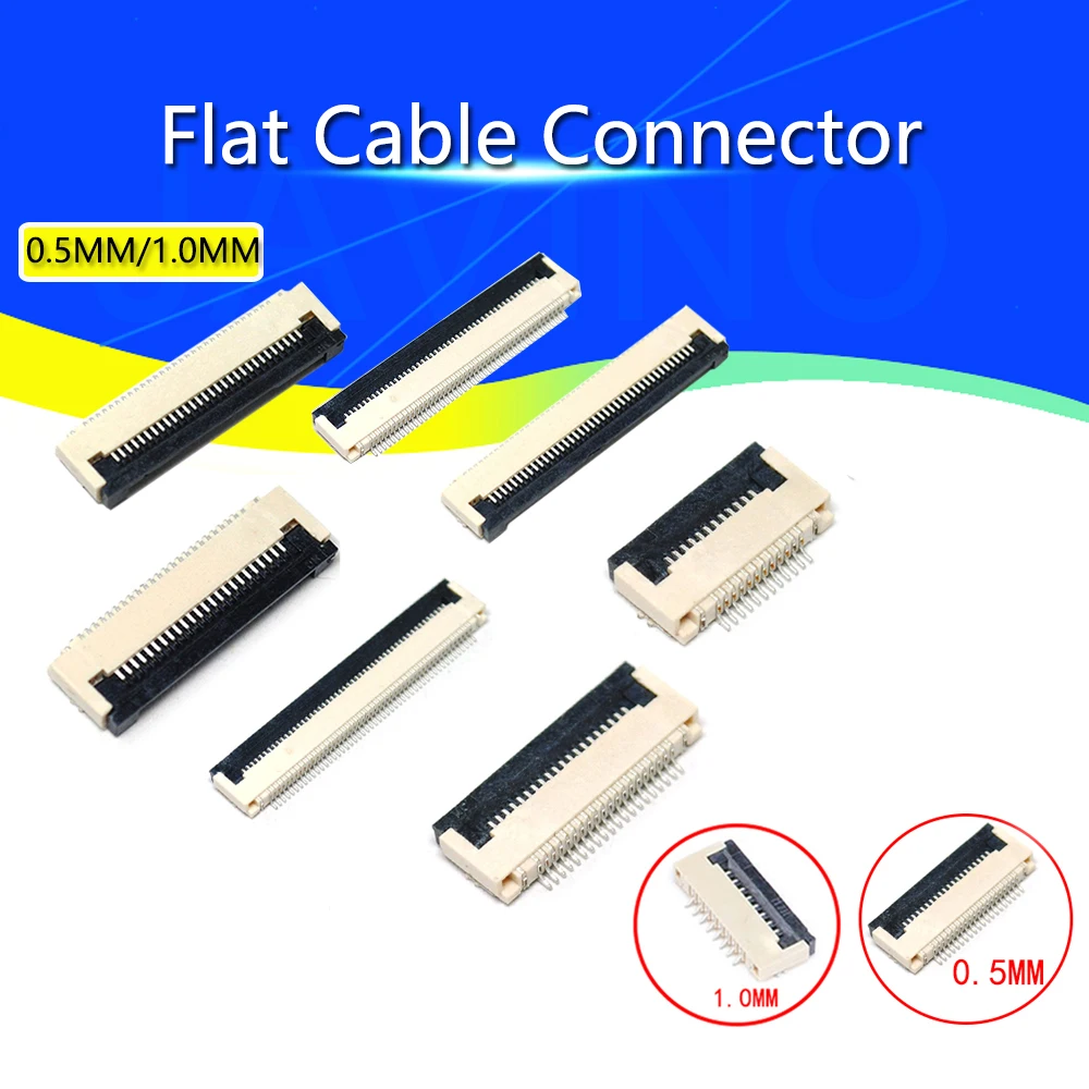 10pcs 0.5mm/1mm Pitch Under Clamshell Socket FPC FFC Flat Cable Connector 4P 5P 6P 8P 10P 12P 14P 16P 20P 22P 24P 30P 34P