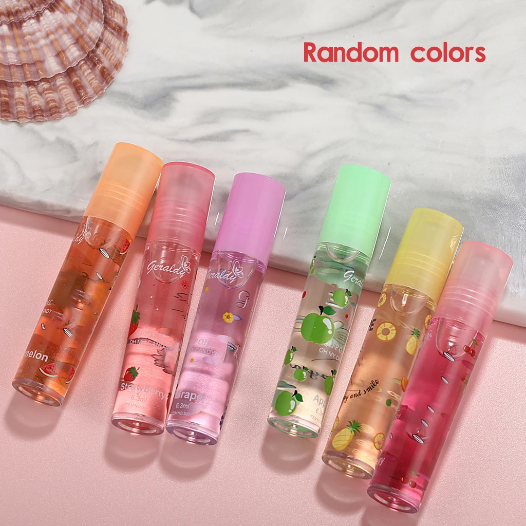 1Pcs สี Roll-On ผลไม้ Oil Lip Balm Lip Oil Moisturizing กระจกโปร่งใส Lip Long Lasting Hydrating Lip เครื่องสำอางค์