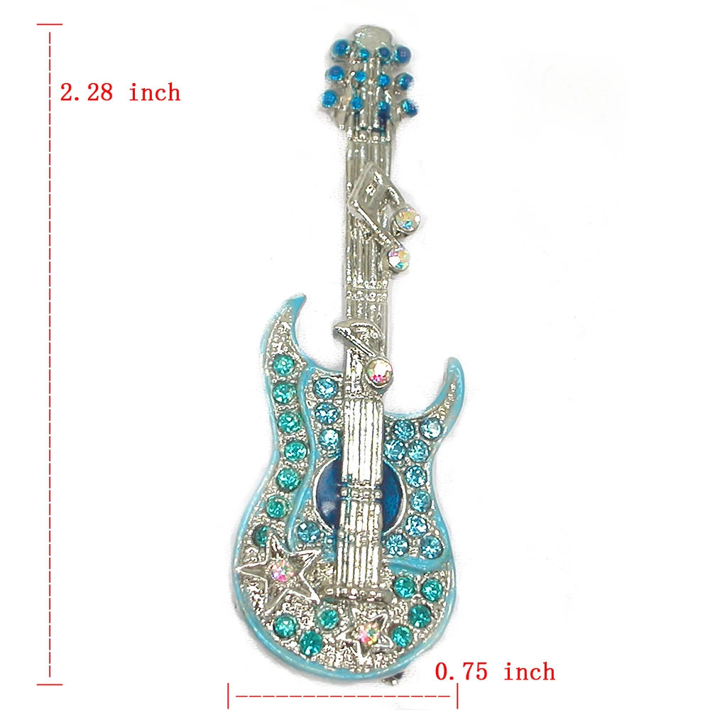 60pcs/lot Mixed Color (Can Notes Color) Wholesale Rhinestone Guitar Pins Women Brooch Music Pin brooches Jewelry Gift C102236