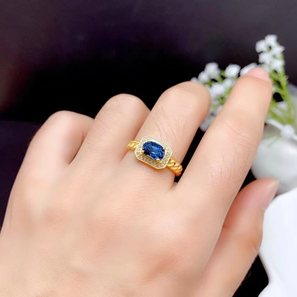 KJJEAXCMY fine jewelry S925 sterling silver inlaid natural blue topaz new girl elegant gemstone ring   Party Gifts New Year