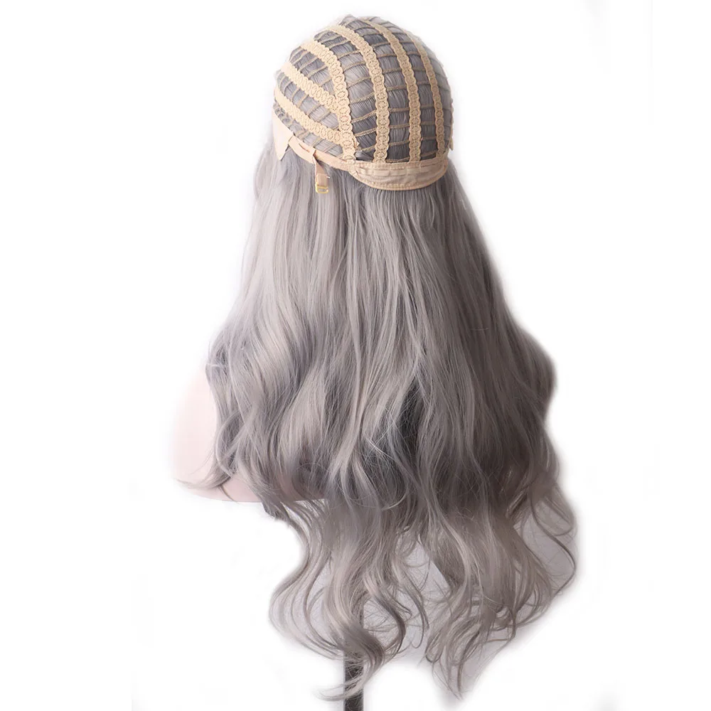 WoodFestival Synthetic Hair Grey Wig Cosplay Long Wigs For Women Blonde Pink Red Black And White Green Brown Blue Purple Colored