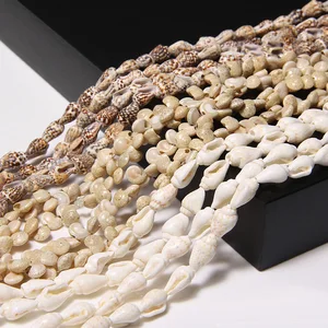 خرز صدفة طبيعية لصنع المجوهرات ، شكل الحلزون ، سحر المحارة ، قذائف حبلا حلزونية ، إكسسوارات DIY ، 15 بوصة أعلى 6 مبيعات لبيض الحلزون - رقم 1