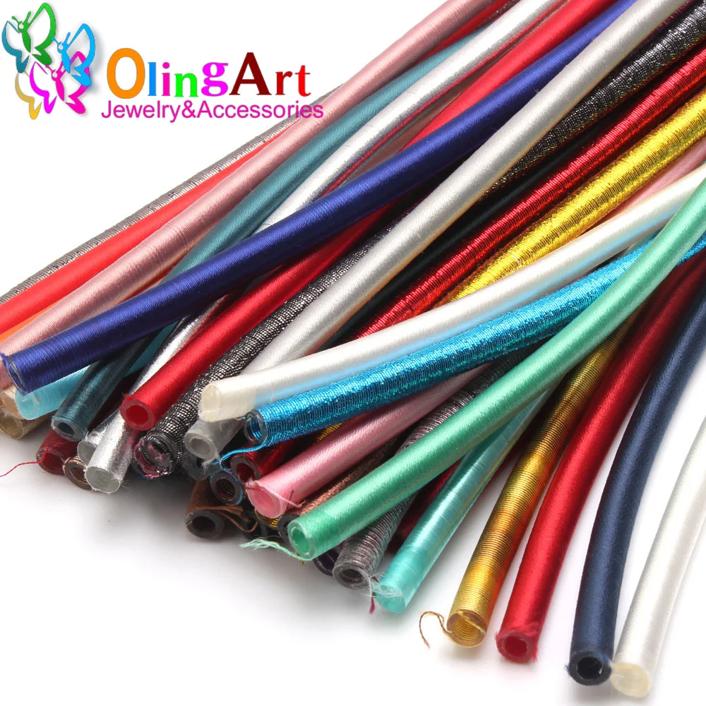 5mm 46cm Soft Rayon Silk Various Materials/Multiple Colors Cord Hollow Rubber DIY Necklace Bracelet Jewelry Making