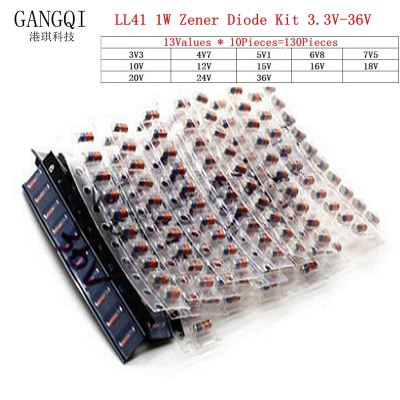 LL41 SMD Zener diode KIT 1W 3V3-36V 13 kinds *10pcs= 130pcs ZM4728A ZM4732A ZM4733A ZM4737A ZM4740A ZM4742A ZM4744A ZM4745A