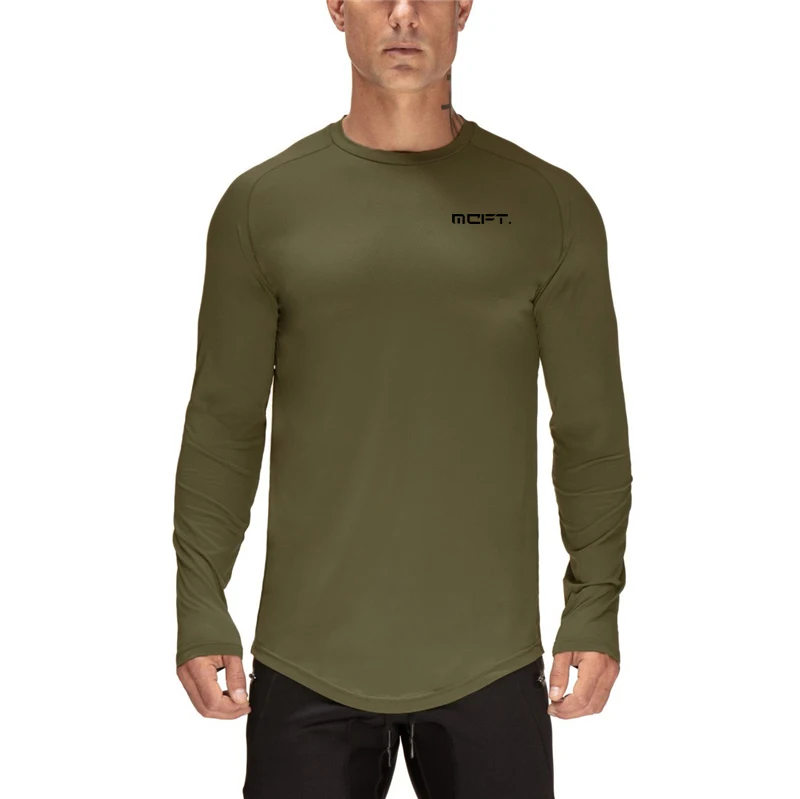 New Gym Mens Running Autumn Training Casual O-Neck T-Shirt Sporting Fashion Fitness  Mesh Fit Long Sleeve T-shirt