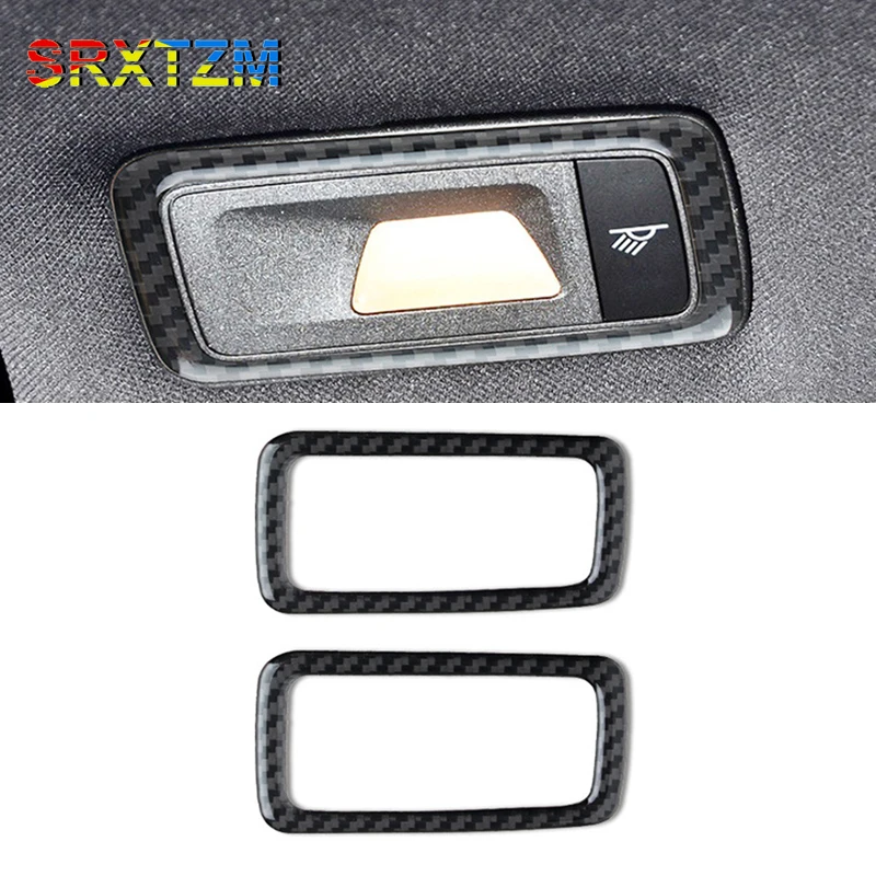 Carbon Fiber Car Roof Rear Reading Light Panel Decoration Sticker Trim For Porsche Macan 2014-2021