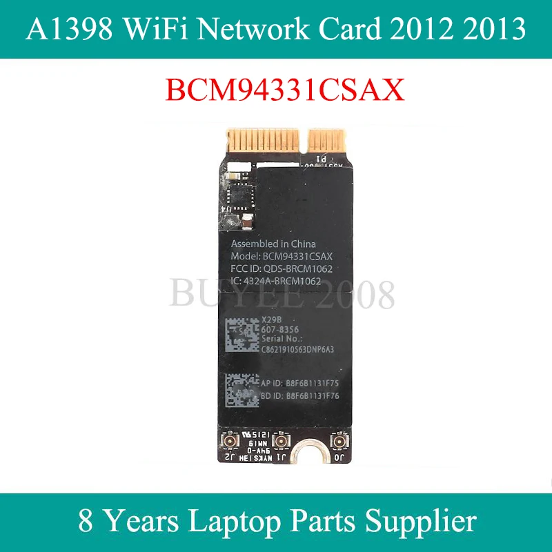 

Original Wireless Adapter Card BCM94331CSAX For Macbook Pro 15" 15.4" A1398 Wifi Network Card 2012 2013 Year