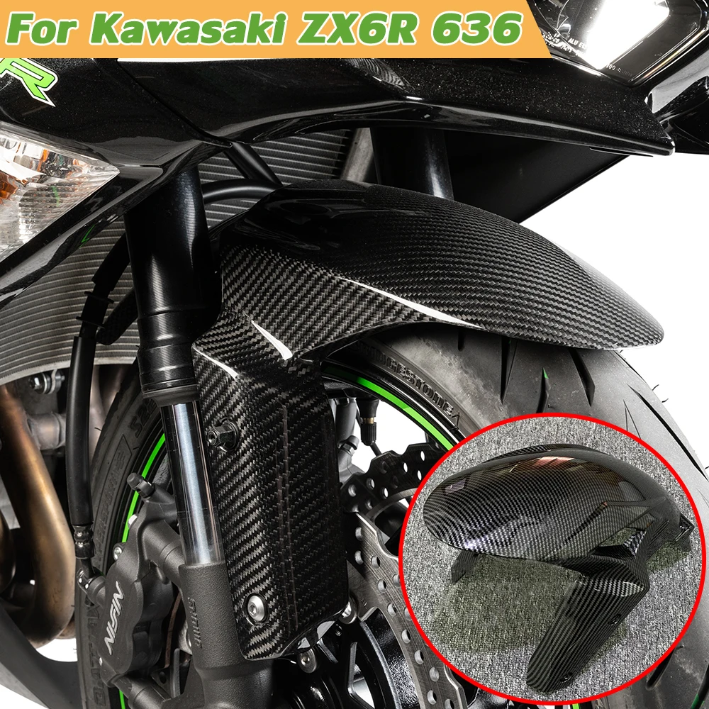 Carbon Front Tire Hugger Fender Mudguard Splash Guard for Kawasaki ZX 6R 636 ZX636 ZX-6R 2019 2020 2021 ZX6R Accessories Motor